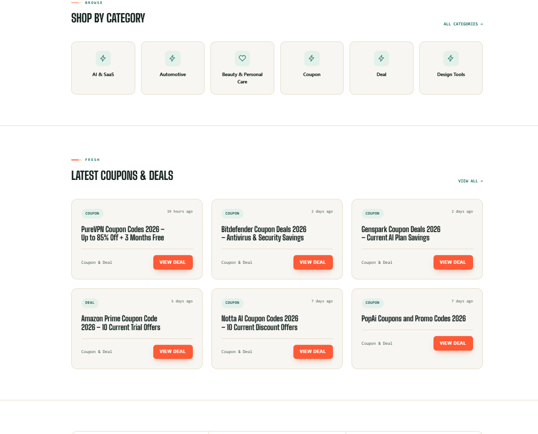 Hottop5.com Coupon Suite Home page