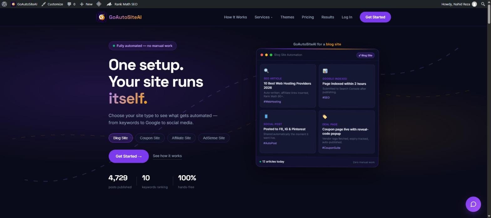 Dashboard showing how to automate blog content -- SEO articles, Google indexing, and social posts generated automatically