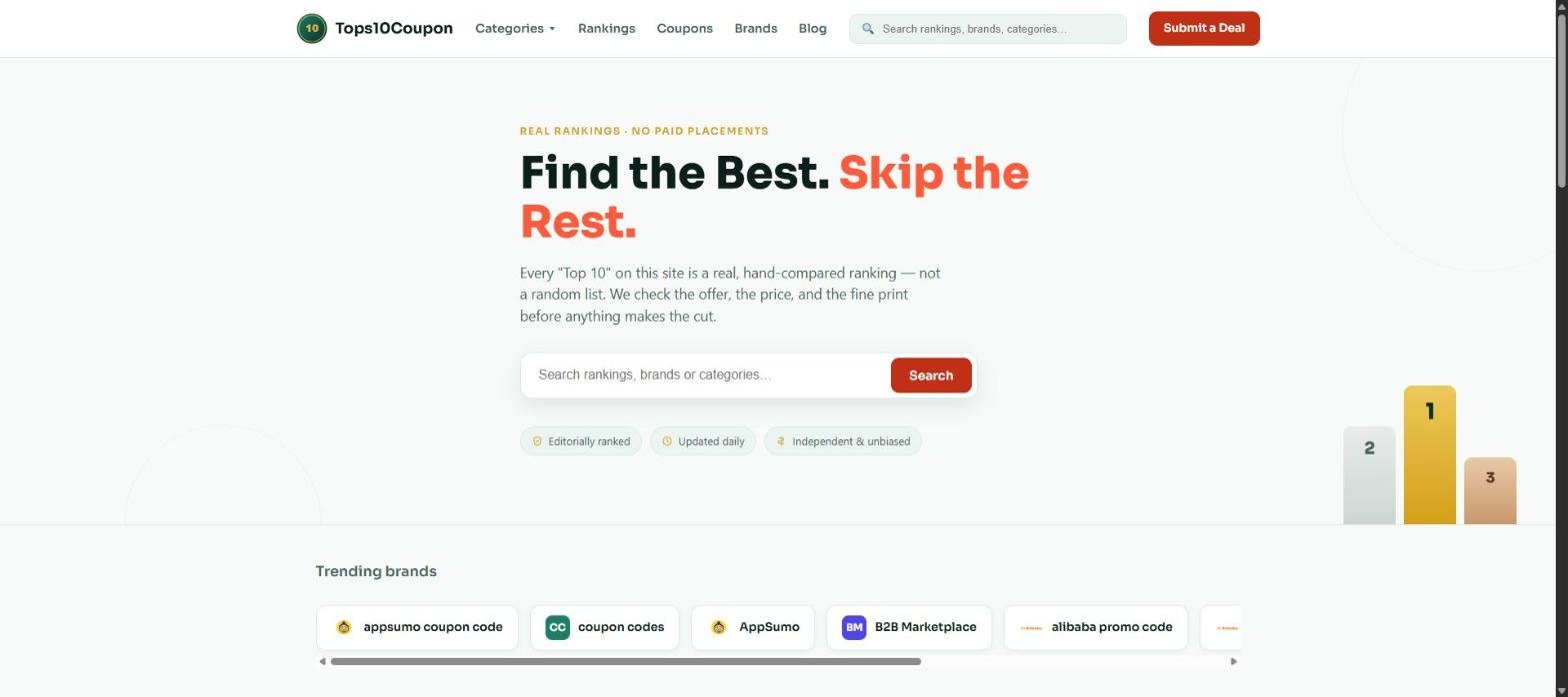 Tops10Coupon demo screenshot